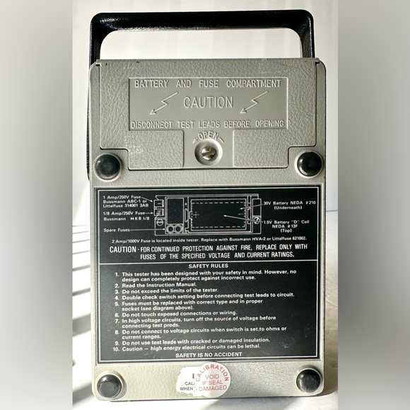 Triplett Model 60-NA Type 2 Taut Band VOM Analog Portable Handheld MultiMeter - Picture 8 of 11